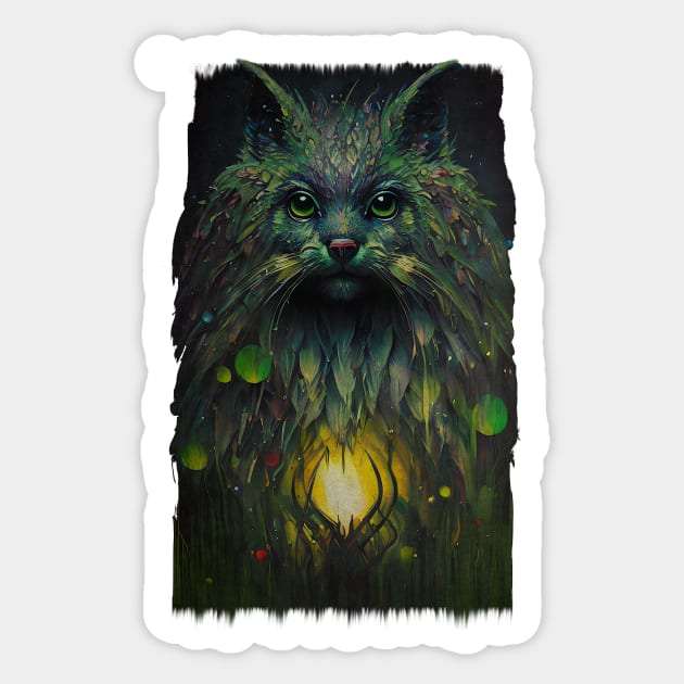 Abstract Mystical Cat Fantasy Art Sticker by Sandy Richter Art & Designs